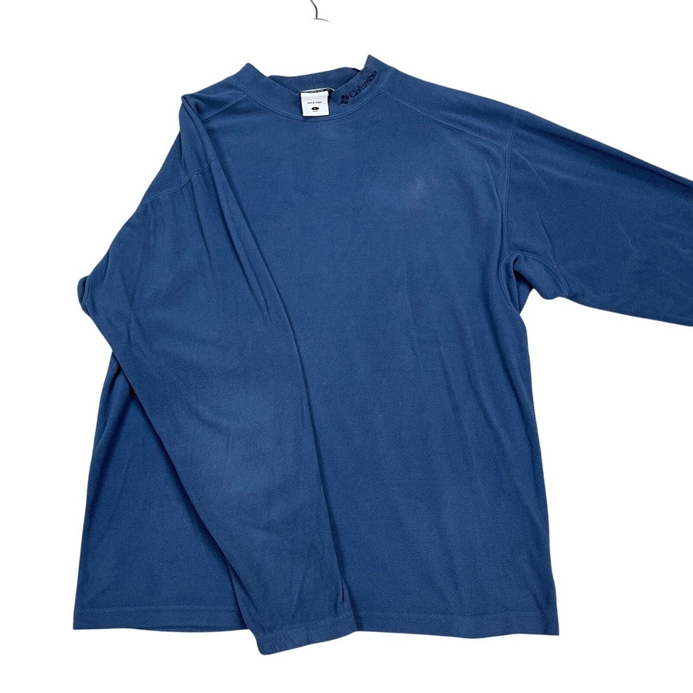 VTG Columbia Pullover Mens Large Blue Long Sleeve Mock Neck Lightweight Fleece